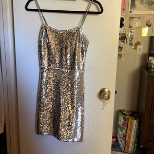 Urban Outfitters Disco Sequin Dress Silver XS